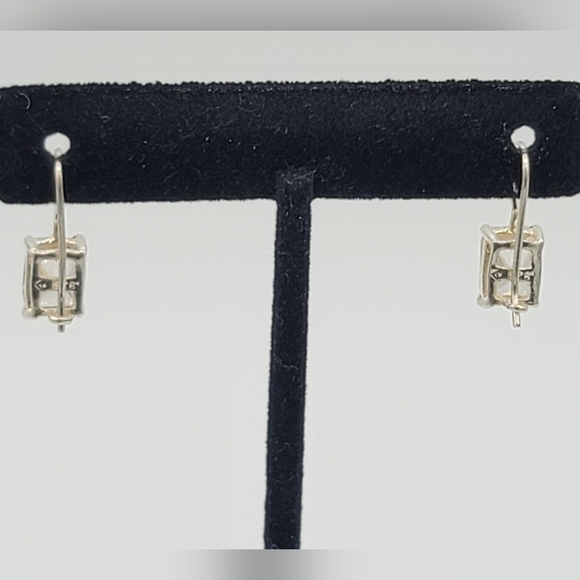 Silver 925 Earrings Rectangular Crystal Leverback Earrings #1208 - Picture 4 of 14